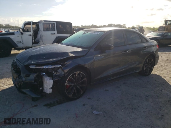 2023 Audi S3 Premium Plus z VIN WAUH3DGY2PA048730, wystawiony jako Copart lot #86838234 z przebiegiem 30 215 mil mil oraz Nie do naprawy • Non repairable. Historia ofert i sprzedaży dostępna na DreamBid. Obrazek 1.