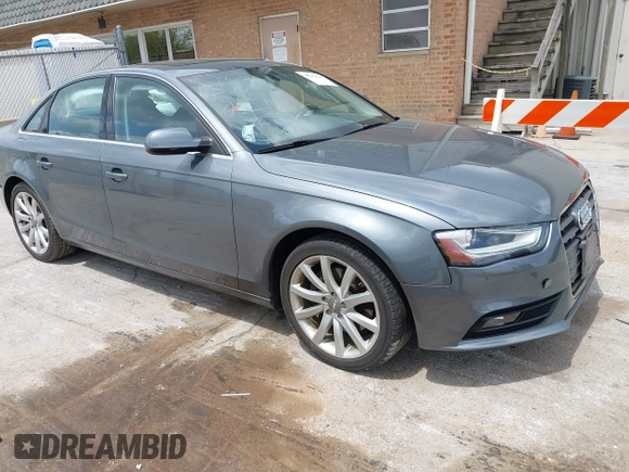 2013 Audi A4 Premium Plus with VIN WAUFFAFL4DN004199, listed as a IAAI auction lot 42286428 with 112,808 mi miles and . Bid and sale history available at DreamBid. Image 1.