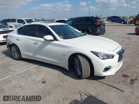 2020 Infiniti Q50 Luxe with VIN JN1EV7AP6LM201462, listed as a IAAI auction lot 42090939 with 50,633 mi miles and . Bid and sale history available at DreamBid. Image 1.