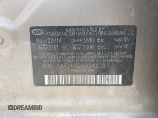 2014 Hyundai Elantra SE z VIN 5NPDH4AE6EH540538, wystawiony jako IAAI lot #42234915 z przebiegiem 94 297 mil mil oraz . Historia ofert i sprzedaży dostępna na DreamBid. Obrazek 9.