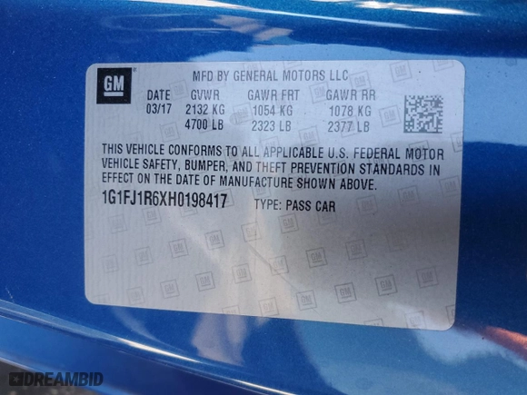 2017 Chevrolet Camaro ZL1 with VIN 1G1FJ1R6XH0198417, listed as a Copart auction lot 88821955 with 41405 miles and Salvage Title. Bid and sale history available at carsss.com. Image 12.