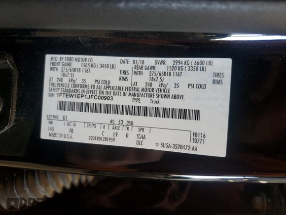 2018 Ford F-150 XL with VIN 1FTEW1EP1JFC00903, listed as a Copart auction lot 52090235 with 83,644 mi miles and Salvage Title. Bid and sale history available at carsss.com. Image 13.