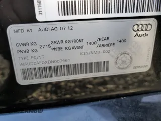 2013 Audi S8 with VIN WAUD2AFDXDN007961, listed as a Copart auction lot 45723835 with 57,477 mi miles and Salvage Title. Bid and sale history available at carsss.com. Image 12.