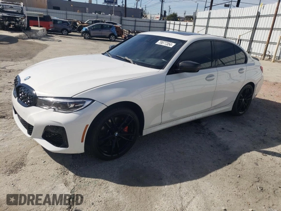 2021 BMW 3 Series M340i with VIN 3MW5U7J02M8B87249, listed as a Copart auction lot 43606975 with 43,373 mi miles and Salvage Title. Bid and sale history available at carsss.com. Image 1.