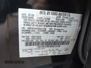 2008 Mercury Sable Premier с VIN 1MEHM43W58G621038, выставлен на аукционе IAAI как лот 42524980 с пробегом 128 171 миль миль и . История ставок и продаж доступна на DreamBid. Изображение 9.