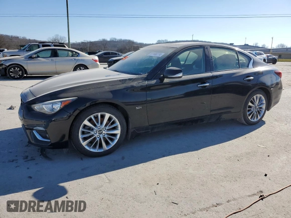 2018 Infiniti Q50 3.0t SPORT with VIN JN1EV7AR2JM435600, listed as a Copart auction lot 87513085 with 77,304 mi miles and Salvage Title. Bid and sale history available at carsss.com. Image 1.
