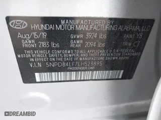 2020 Hyundai Elantra SEL with VIN 5NPD84LF7LH523895, listed as a IAAI auction lot 40605847 with 42,730 mi miles. Bid and sale history available at carsss.com. Image 9.