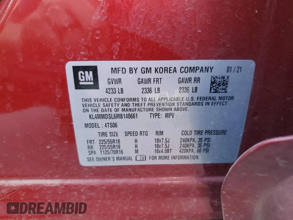 2021 Buick Encore GX Select z VIN KL4MMDSL6MB140661, wystawiony jako Copart lot #60596925 z przebiegiem 19 635 mil mil oraz Szkoda całkowita • Salvage title. Historia ofert i sprzedaży dostępna na DreamBid. Obrazek 13.