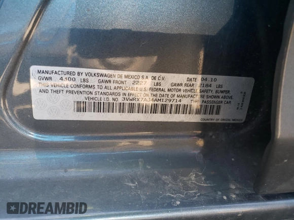 2010 Volkswagen Jetta SE z VIN 3VWRX7AJ4AM129714, wystawiony jako Copart lot #52975835 z przebiegiem 166 554 mil mil oraz Szkoda całkowita • Salvage title. Historia ofert i sprzedaży dostępna na DreamBid. Obrazek 12.