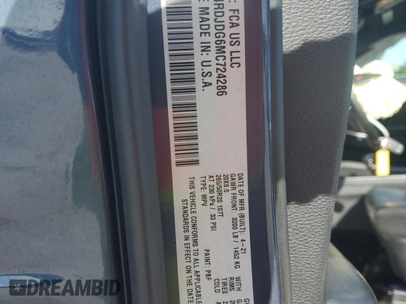 2021 Dodge Durango GT with VIN 1C4RDJDG6MC724286, listed as a Copart auction lot 52435065 with 62,541 mi miles and Salvage title. Bid and sale history available at DreamBid. Image 15.