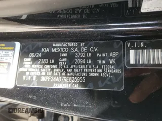 2024 Kia Forte LXS with VIN 3KPF24AD7RE825955, listed as a Copart auction lot 44717805 with 11,857 mi miles and Non Repairable. Bid and sale history available at carsss.com. Image 14.