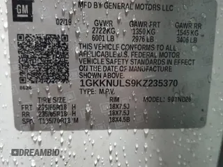 2019 GMC Acadia SLT z VIN 1GKKNULS9KZ235370, wystawiony jako Copart lot #55449085 z przebiegiem 106 164 mil mil oraz Szkoda całkowita • Salvage title. Historia ofert i sprzedaży dostępna na DreamBid. Obrazek 13.