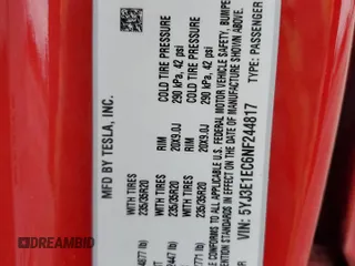 2022 Tesla Model 3 Performance with VIN 5YJ3E1EC6NF244817, listed as a Copart auction lot 51681565 with Not Provided miles and Salvage Title. Bid and sale history available at DreamBid. Image 13.