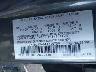 2010 Mazda Mazda3 s Sport with VIN JM1BL1H66A1240759, listed as a IAAI auction lot 41836512 with 59,267 mi miles. Bid and sale history available at carsss.com. Image 9.