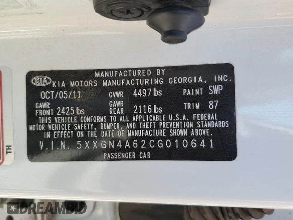 2012 Kia Optima EX with VIN 5XXGN4A62CG010641, listed as a Copart auction lot 69640744 with 150,145 mi miles and Clean Title. Bid and sale history available at carsss.com. Image 12.