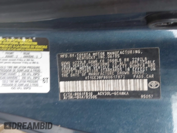 2006 Toyota Solara SE with VIN 4T1CE38P86U617872, listed as a IAAI auction lot 42616092 with 213,149 mi miles and . Bid and sale history available at DreamBid. Image 9.