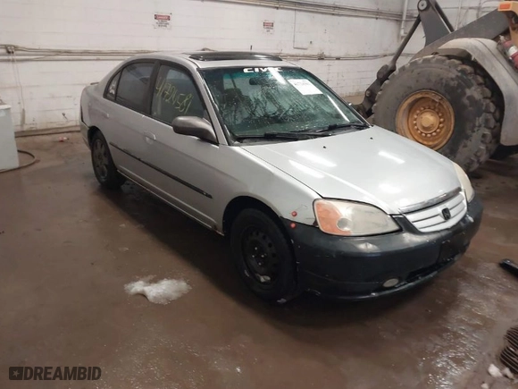 2001 Honda Civic EX with VIN 1HGES26781L007442, listed as a IAAI auction lot 41724581 with 253,736 mi miles. Bid and sale history available at carsss.com. Image 1.