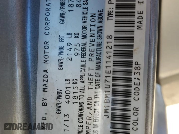 2014 Mazda 3 i Sport with VIN JM1BM1U71E1141218, listed as a Copart auction lot 46630375 with 163,752 mi miles and Salvage Title. Bid and sale history available at DreamBid. Image 13.