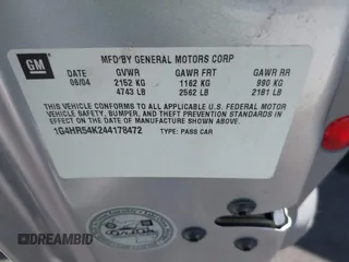 2004 Buick LeSabre Limited с VIN 1G4HR54K244178472, выставлен на аукционе IAAI как лот 42443944 с пробегом Не указан миль и . История ставок и продаж доступна на DreamBid. Изображение 9.