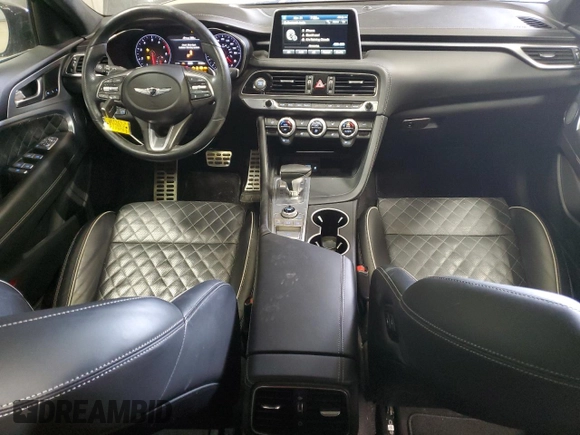 2019 Genesis G70 Advanced with VIN KMTG34LE9KU025478, listed as a Copart auction lot 49776525 with 57,583 mi miles and Salvage title. Bid and sale history available at DreamBid. Image 8.