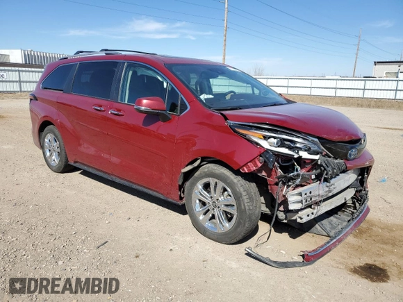 2023 Toyota Sienna Platinum with VIN 5TDESKFC9PS100229, listed as a Copart auction lot 51113935 with 52,539 mi miles and Salvage title. Bid and sale history available at DreamBid. Image 4.