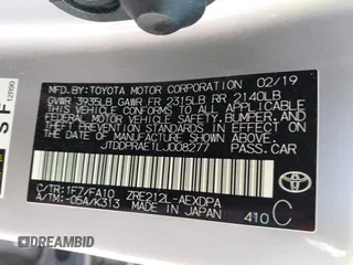 2020 Toyota Corolla L with VIN JTDDPRAE1LJ008277, listed as a IAAI auction lot 41874417 with 24,419 mi miles. Bid and sale history available at carsss.com. Image 9.