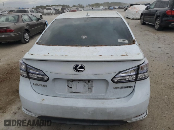 2010 Lexus HS 250h with VIN JTHBB1BAXA2007265, listed as a Copart auction lot 88964305 with 250,505 mi miles and Clean Title. Bid and sale history available at DreamBid. Image 6.