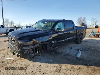 2025 Ram 1500 Big Horn with VIN 1C6SRFFP6SN523235, listed as a Copart auction lot 47814315 with 7,720 mi miles and Salvage Title. Bid and sale history available at carsss.com. Image 1.