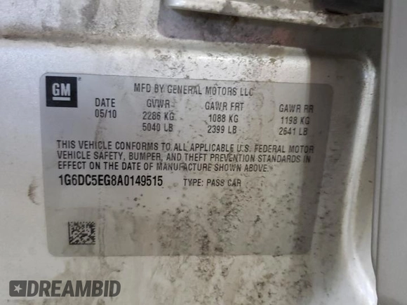 2010 Cadillac CTS Sedan with VIN 1G6DC5EG8A0149515, listed as a Copart auction lot 48937245 with 118,002 mi miles and Salvage Title. Bid and sale history available at carsss.com. Image 13.