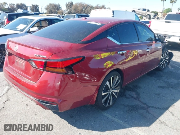 2019 Nissan Altima 2.5 Platinum with VIN 1N4BL4FV9KC100888, listed as a IAAI auction lot 41742079 with 88,212 mi miles. Bid and sale history available at carsss.com. Image 4.