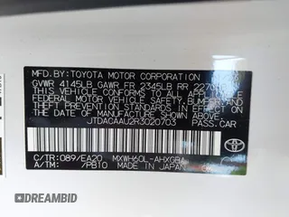 2024 Toyota Prius LE with VIN JTDACAAU2R3020703, listed as a IAAI auction lot 42644240 with 32,715 mi miles and . Bid and sale history available at DreamBid. Image 9.