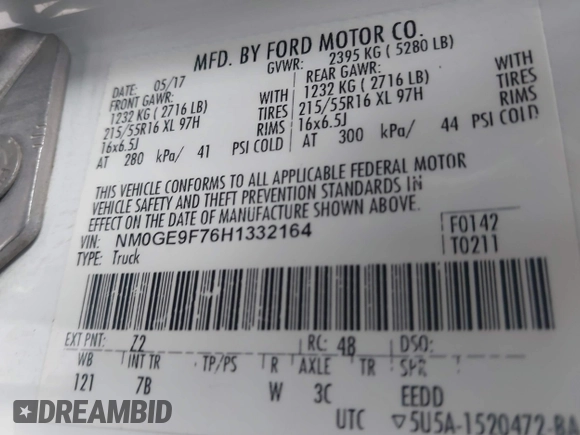 2017 Ford Transit Connect XLT z VIN NM0GE9F76H1332164, wystawiony jako IAAI lot #41461388 z przebiegiem 160 910 mil mil oraz . Historia ofert i sprzedaży dostępna na DreamBid. Obrazek 9.