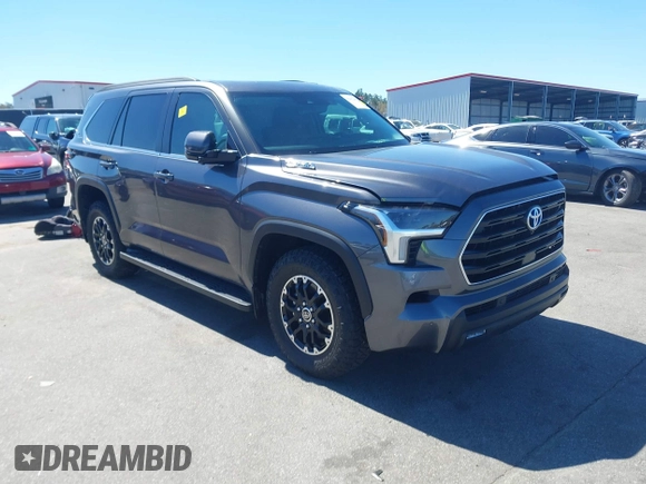 2024 Toyota Sequoia SR5 with VIN 7SVAAABA8RX047798, listed as a IAAI auction lot 41812410 with 7,411 mi miles. Bid and sale history available at carsss.com. Image 1.