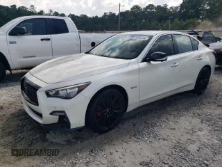 2018 Infiniti Q50 RED SPORT 400 with VIN JN1FV7AR3JM700349, listed as a Copart auction lot 66568344 with 51,679 mi miles and Salvage Title. Bid and sale history available at carsss.com. Image 1.
