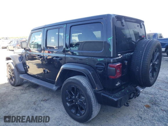 2021 Jeep Wrangler Unlimited Sahara High Altitude with VIN 1C4HJXEG6MW755185, listed as a Copart auction lot 83619754 with 36,330 mi miles and Salvage title. Bid and sale history available at DreamBid. Image 2.