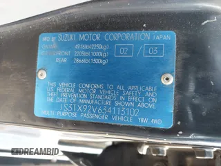 2003 Suzuki XL7 Touring с VIN JS3TX92V634113102, выставлен на аукционе IAAI как лот 41792708 с пробегом 237 299 миль миль и . История ставок и продаж доступна на DreamBid. Изображение 9.