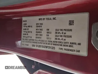 2022 Tesla Model 3 z VIN 5YJ3E1EA2NF291325, wystawiony jako Copart lot #60172435 z przebiegiem 128 928 mil mil oraz Czysty tytuł • Clean title. Historia ofert i sprzedaży dostępna na DreamBid. Obrazek 12.