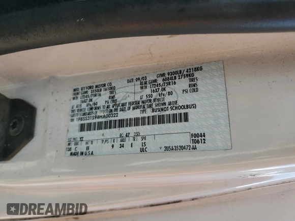 2004 Ford Econoline Passenger XL z VIN 1FBSS31S94HA00322, wystawiony jako Copart lot #57285255 z przebiegiem 224 341 mil mil oraz Szkoda całkowita • Salvage title. Historia ofert i sprzedaży dostępna na DreamBid. Obrazek 13.