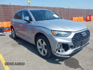 2023 Audi Q5 S line Premium Plus with VIN WA1EAAFY0P2031876, listed as a IAAI auction lot 42181495 with 39,763 mi miles and . Bid and sale history available at DreamBid. Image 1.