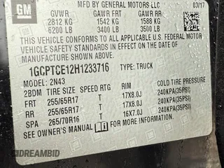 2017 Chevrolet Colorado 4WD LT with VIN 1GCPTCE12H1233716, listed as a Copart auction lot 62962435 with 68,078 mi miles and Salvage title. Bid and sale history available at DreamBid. Image 10.