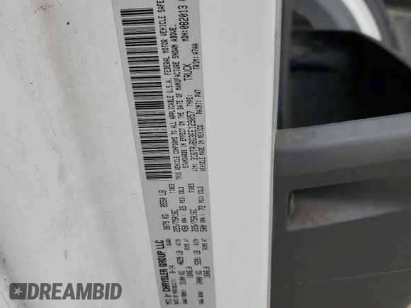 2014 Ram ProMaster Cargo with VIN 3C6TRVBG3EE129057, listed as a Copart auction lot 86796084 with 133,741 mi miles and Salvage Title. Bid and sale history available at DreamBid. Image 13.