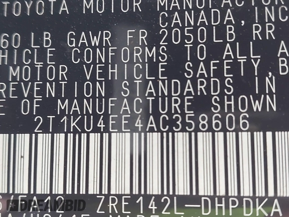2010 Toyota Matrix with VIN 2T1KU4EE4AC358606, listed as a IAAI auction lot 41731982 with 162,580 mi miles. Bid and sale history available at carsss.com. Image 9.