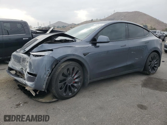 2022 Tesla Model Y Performance z VIN 7SAYGDEF1NF457494, wystawiony jako Copart lot #43287315 z przebiegiem 79 855 mil mil oraz Szkoda całkowita • Salvage title. Historia ofert i sprzedaży dostępna na DreamBid. Obrazek 1.