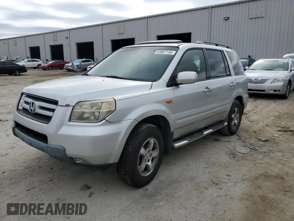 2008 Honda Pilot SE with VIN 5FNYF283X8B021057, listed as a Copart auction lot 43867145 with Not Provided miles and Salvage Title. Bid and sale history available at DreamBid. Image 1.
