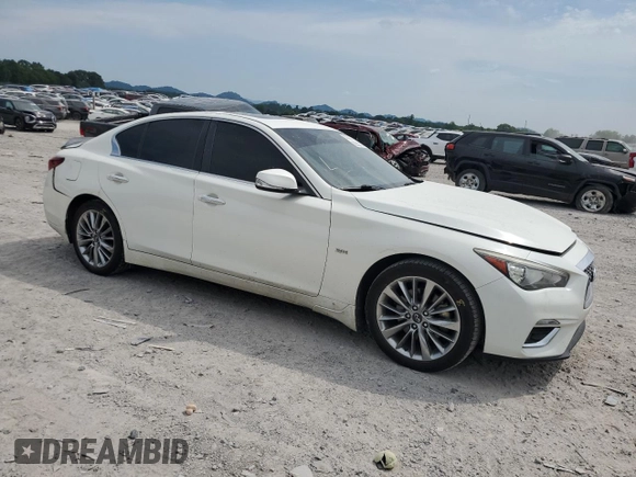 2018 Infiniti Q50 Luxe with VIN JN1EV7AP4JM352281, listed as a Copart auction lot 62262735 with 148,158 mi miles and Salvage title. Bid and sale history available at DreamBid. Image 4.