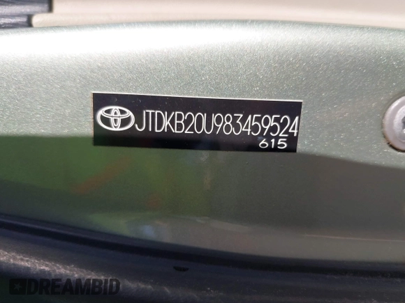 2008 Toyota Prius with VIN JTDKB20U983459524, listed as a IAAI auction lot 42142772 with 118,170 mi miles. Bid and sale history available at carsss.com. Image 9.