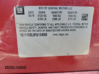 2015 Chevrolet Impala LT with VIN 1G1115SL9FU134568, listed as a Copart auction lot 63068034 with 171,810 mi miles and Non Repairable. Bid and sale history available at DreamBid. Image 12.