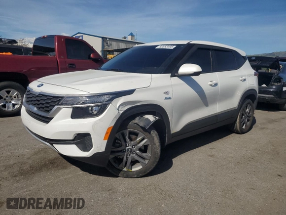 2021 Kia Seltos LX with VIN KNDEPCAA5M7233184, listed as a Copart auction lot 50553495 with 34,191 mi miles and Salvage Title. Bid and sale history available at carsss.com. Image 1.