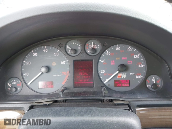 2001 Audi S4 with VIN WAURD68D71A011267, listed as a IAAI auction lot 41593465 with 201,666 mi miles. Bid and sale history available at carsss.com. Image 7.