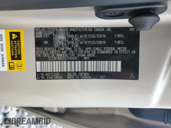 2015 Lexus RX 350 с VIN 2T2ZK1BA7FC206908, выставлен на аукционе Copart как лот 63844295 с пробегом 99 897 миль миль и На запчасти • Non repairable. История ставок и продаж доступна на DreamBid. Изображение 14.